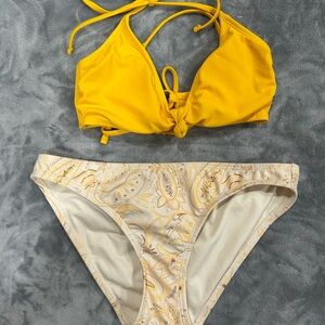 Yellow Bikini Top and Paisley Bottoms
